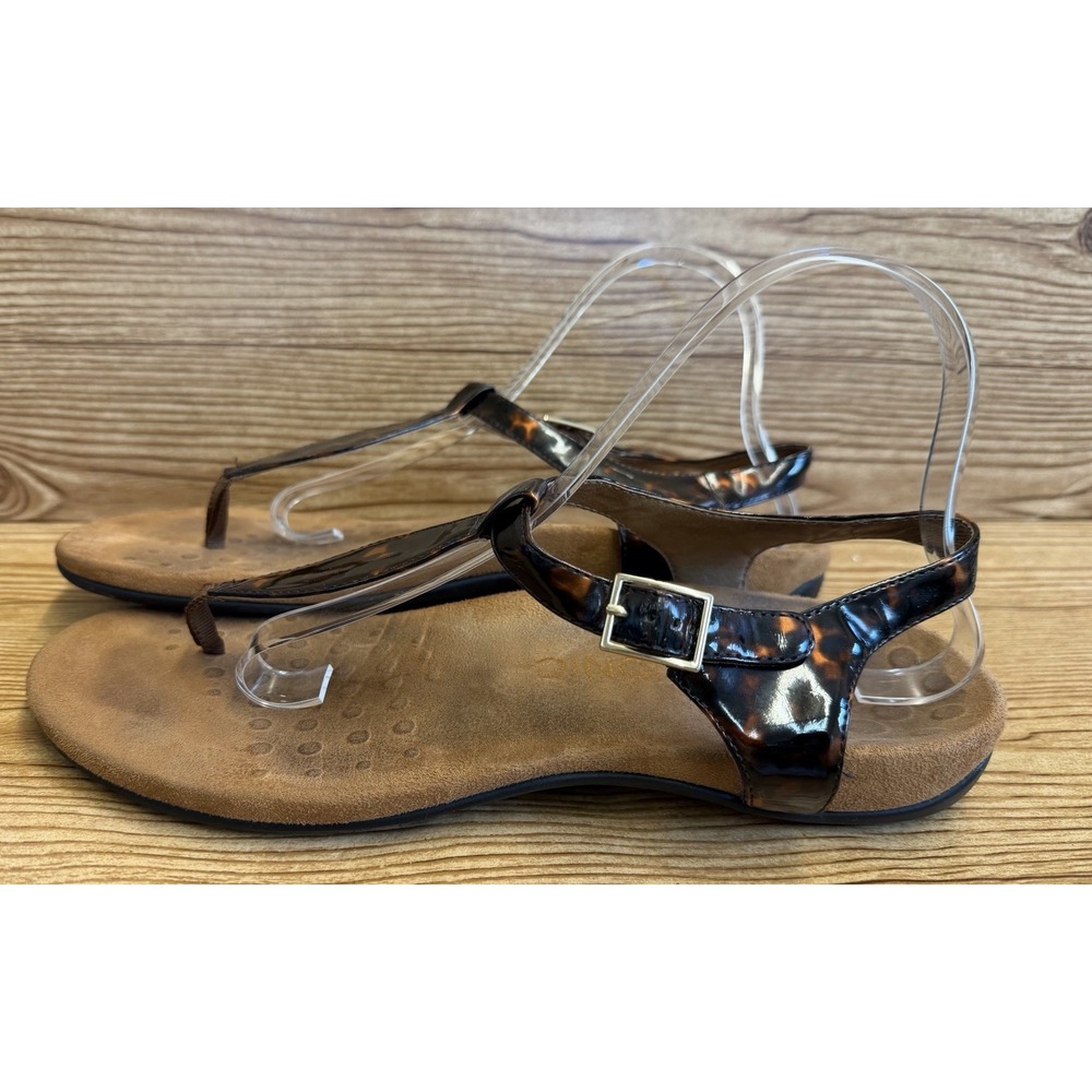 Vionic Paden Women's Turtoise Thong‎ Sandals Sz 11 US 42 EU Brown Ankle Buckle